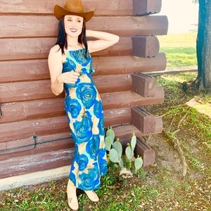 1950s Vintage Floral Maxi Dress